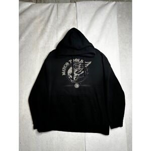 Matco Tools Mens Black Graphic Hoodie Skull Wing Logo Fleece Sweatshirt Large